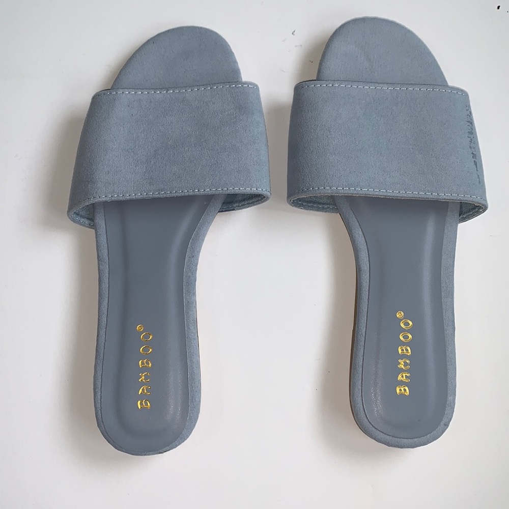 BRAND NEW! Light blue Suede sandals/slides